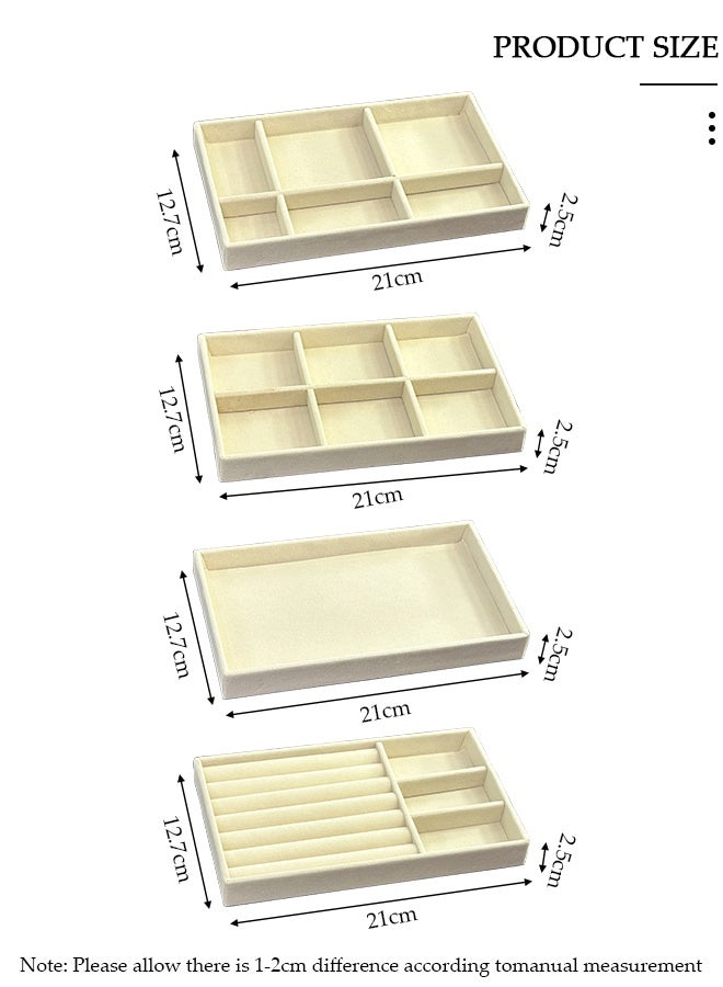 DUNISO Stackable Jewelry Trays Organizer, Closet Drawer Accessories Tray Set of 4 Drawer Organizer for Earring, Ring, Gadgets & Cosmetics, Display Organizer Necklace Storage Showcase Bracelet Removable Tray - Image 2
