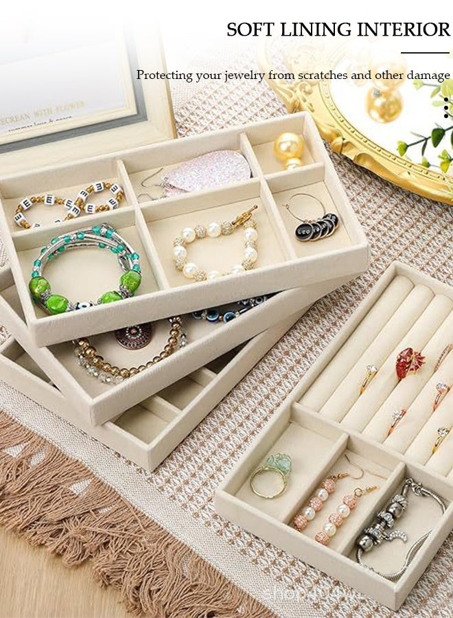 DUNISO Stackable Jewelry Trays Organizer, Closet Drawer Accessories Tray Set of 4 Drawer Organizer for Earring, Ring, Gadgets & Cosmetics, Display Organizer Necklace Storage Showcase Bracelet Removable Tray - Image 3