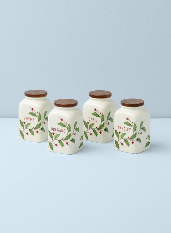 Lenox 895049 Holiday Cooking Spice Jars, Set of 4, Christmas Theme - Image 2