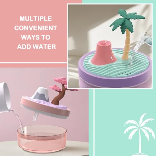 ShunChengFa Cute Mini Humidifier 320mL Cool Mist Humidifie mute with 2 Mist Modes, for Home/Nursery/Office, Portable Mini Air Moisturizer,rechargeable mini humidifier(Coconut tree) - Image 4