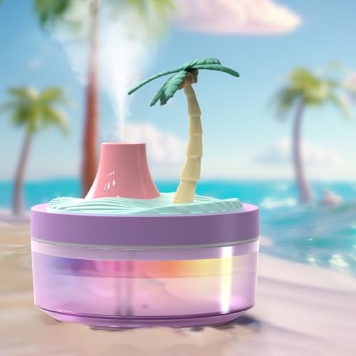 ShunChengFa Cute Mini Humidifier 320mL Cool Mist Humidifie mute with 2 Mist Modes, for Home/Nursery/Office, Portable Mini Air Moisturizer,rechargeable mini humidifier(Coconut tree) - Image 1