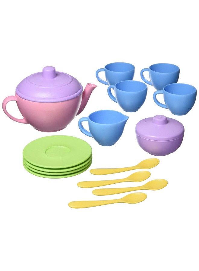 Green Toys Tea Set Pink 4C 17 Piece Pretend Play Motor Skills Language & Communication Kids Role Play Toy. No Bpa Phthalates Pvc. Dishwasher Safe Recycled Plastic Made In Usa. - Image 2