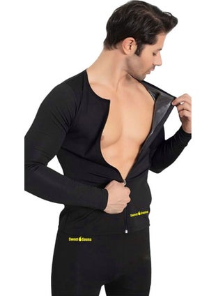 TECHNO 8Q Thermal Zippered Long Sleeve Top and Leggings Set Men's Suit Length Flexible Exercise Sportswear Set  - Image 1
