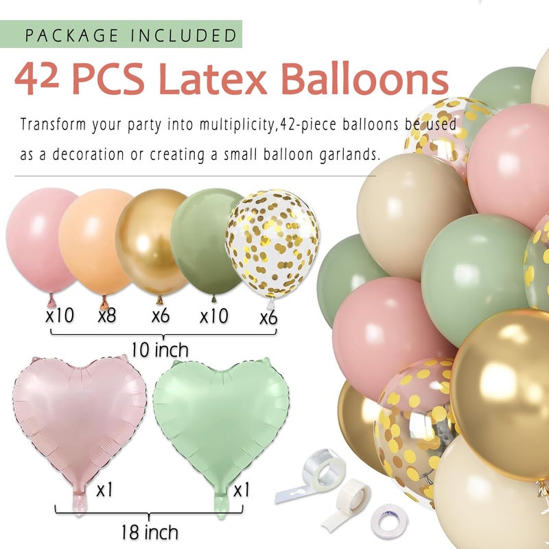 Vztipki Sage-Green Blush-Pink Birthday Decorations for Women Girls, Cream Light Beige Happy Banner, Paper Lanterns Pom Poms, Olive Green Dusty Pink Balloons, Boho Fairy Anniversary Princess Party DÃ©cor - Image 4
