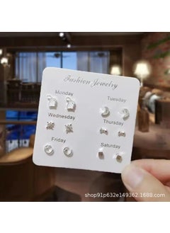S925 Silver Needle Studs Sweet Style Ear Jewelry 3#Set C