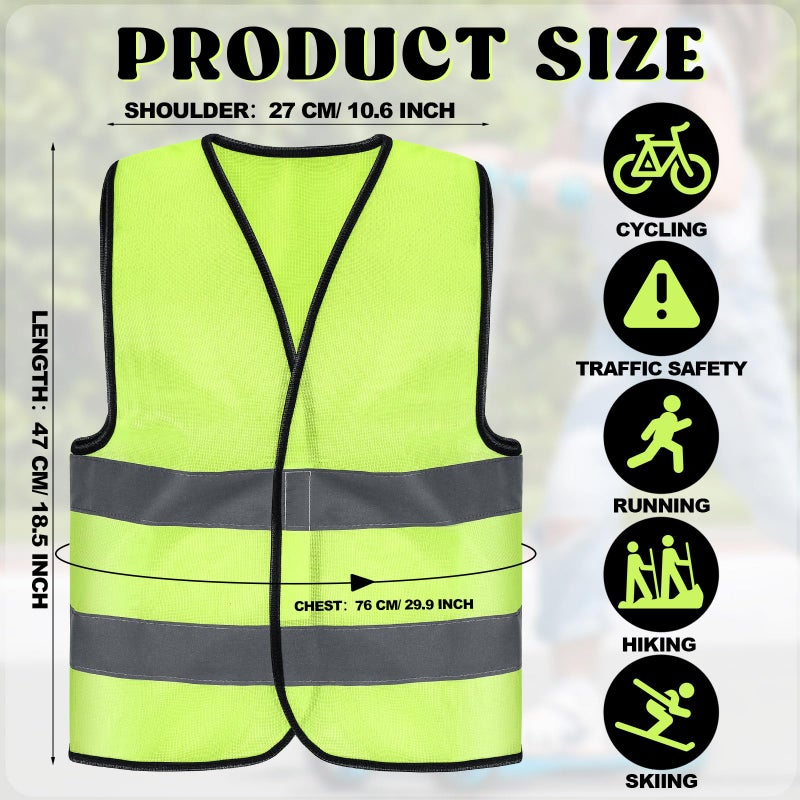 Zhanmai 20 Pcs Kids Safety Vest Bulk High Visibility Reflective Construction Vest with Strips Neon for Traffic Child Outdoor (Yellow) - Image 2