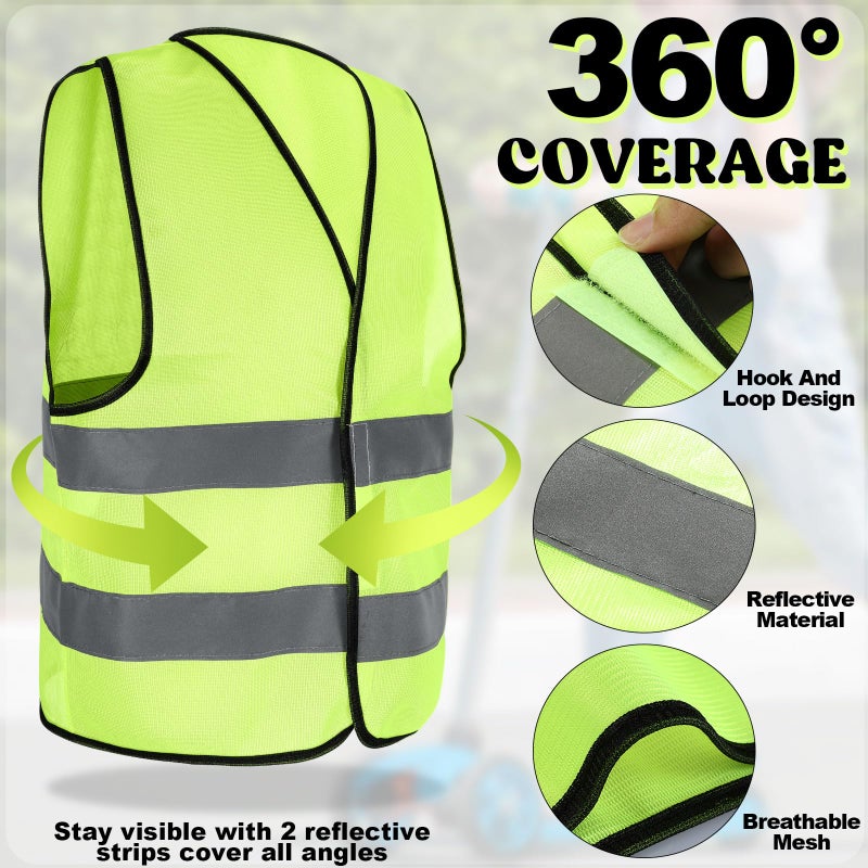 Zhanmai 20 Pcs Kids Safety Vest Bulk High Visibility Reflective Construction Vest with Strips Neon for Traffic Child Outdoor (Yellow) - Image 3