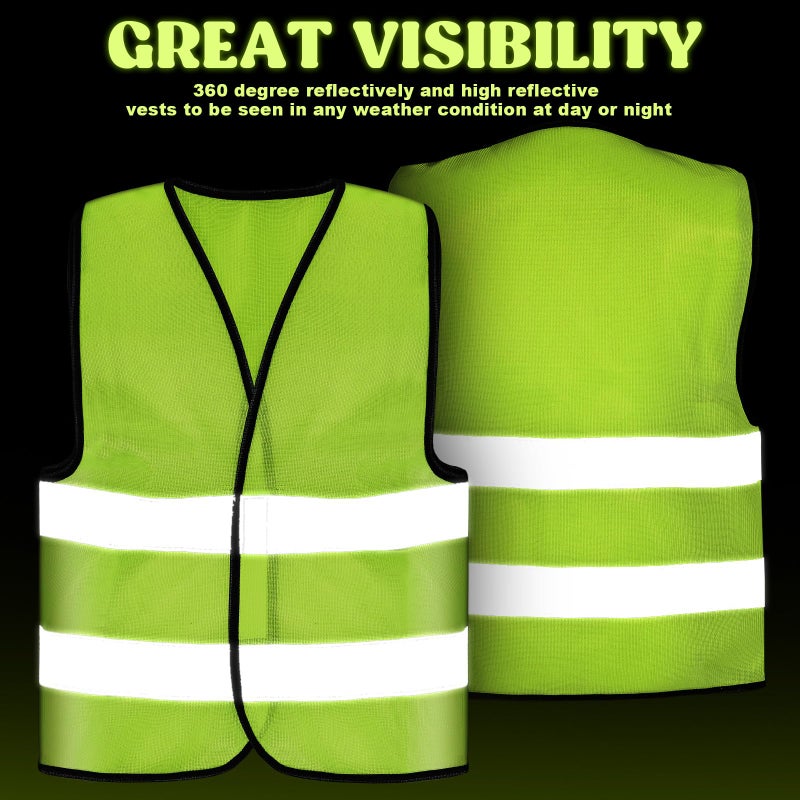 Zhanmai 20 Pcs Kids Safety Vest Bulk High Visibility Reflective Construction Vest with Strips Neon for Traffic Child Outdoor (Yellow) - Image 5