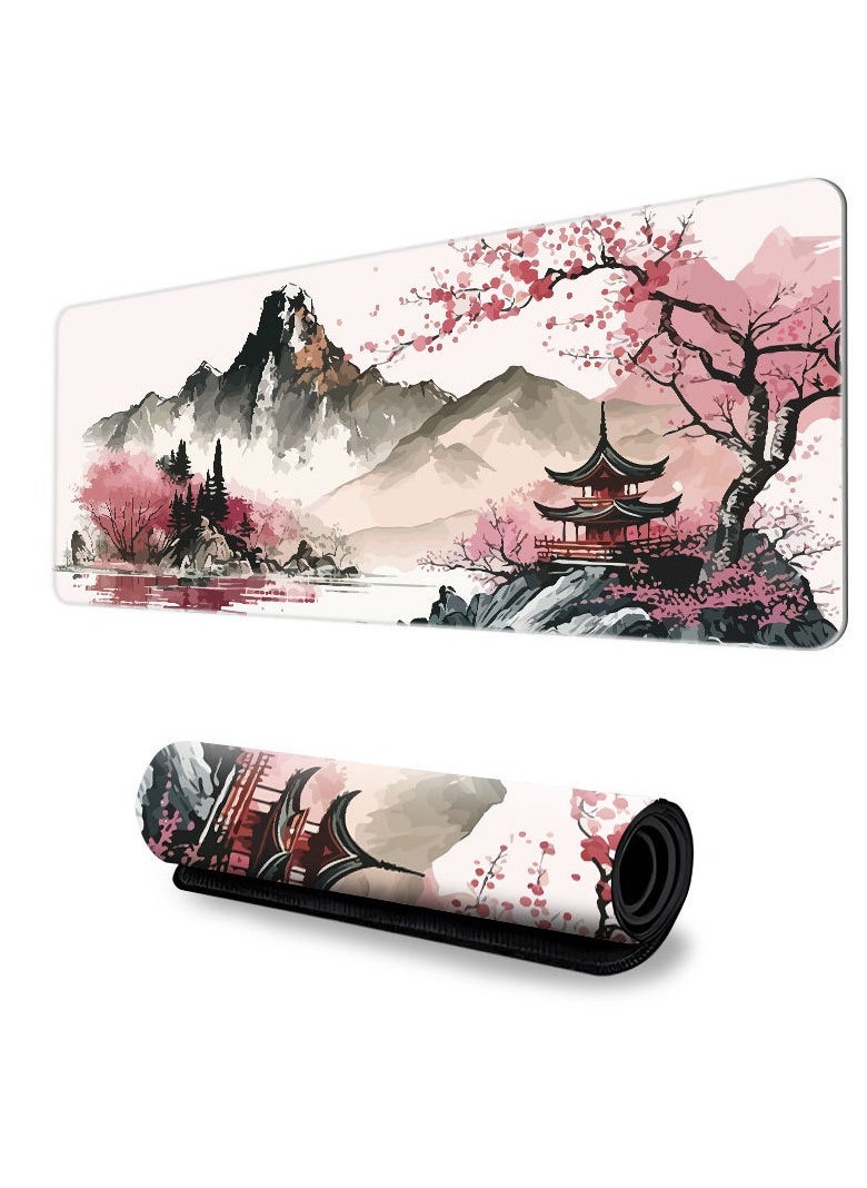 Generic Gaming Mouse Pad of Cherry Blossom,XL Non-Slip Keyboard and Mouse Pad for Office and Home,80*30cm  - Image 1