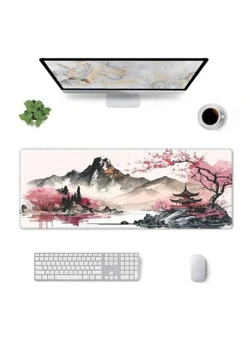 Generic Gaming Mouse Pad of Cherry Blossom,XL Non-Slip Keyboard and Mouse Pad for Office and Home,80*30cm  - Image 2