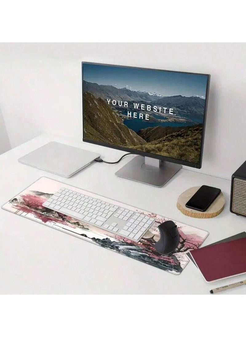 Generic Gaming Mouse Pad of Cherry Blossom,XL Non-Slip Keyboard and Mouse Pad for Office and Home,80*30cm  - Image 3