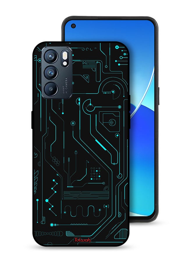 Tolwak Oppo Reno6 5G Protective Case Cover Digital Art Circuits Minimalism Multiple Display  - Image 1