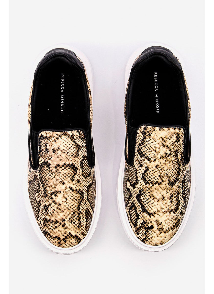Rebecca Minkoff - Women Comfort Python Slip On Shoes, Beige - Image 1