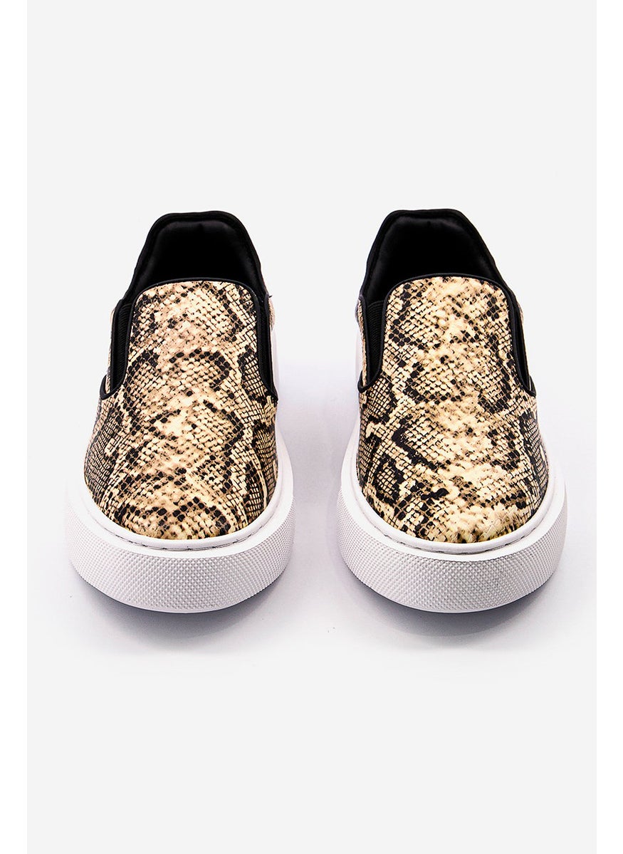 Rebecca Minkoff - Women Comfort Python Slip On Shoes, Beige - Image 1