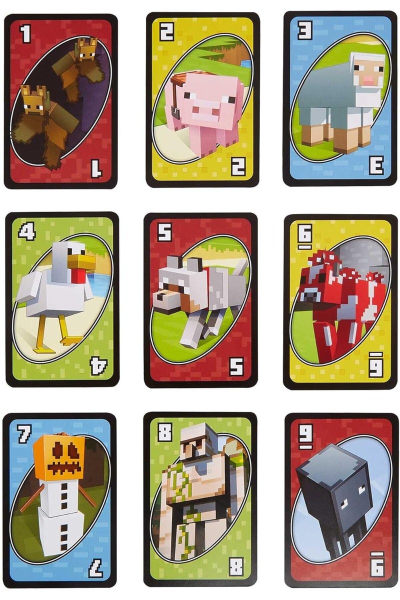 MINECRAFT لعبة بطاقات ماتيلي للألعاب UNO العالمية، متعددة الألوان، حزمة أساسية - Image 4