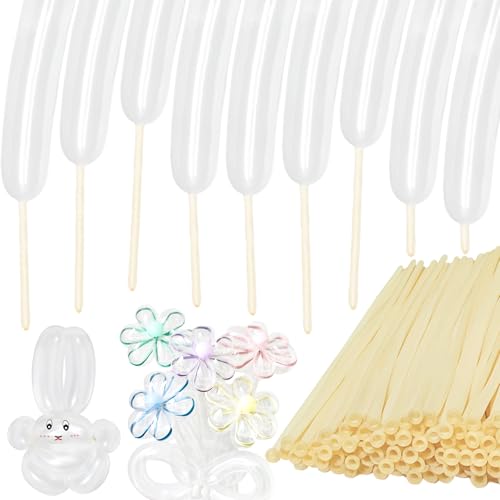 HYKJNBW 100Pcs Clear 260 Balloons, Long Balloon for Tying Balloon Arch, Long Skinny Clear Balloons for Twisting Ballons Animal balloons Birthday Party Wedding Festival Decorations - Image 1