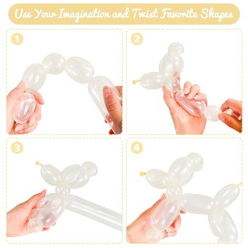 HYKJNBW 100Pcs Clear 260 Balloons, Long Balloon for Tying Balloon Arch, Long Skinny Clear Balloons for Twisting Ballons Animal balloons Birthday Party Wedding Festival Decorations - Image 4