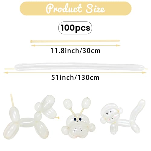 HYKJNBW 100Pcs Clear 260 Balloons, Long Balloon for Tying Balloon Arch, Long Skinny Clear Balloons for Twisting Ballons Animal balloons Birthday Party Wedding Festival Decorations - Image 2