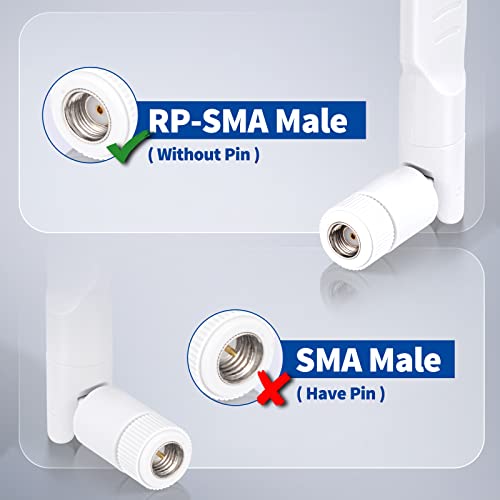 Bingfu Dual Band WiFi 2.4GHz 5GHz 5.8GHz 8dBi MIMO RP-SMA Male White Antenna (2-Pack) for WiFi Router Wireless Network Card USB Adapter Security IP Camera Video Surveillance Monitor - Image 3