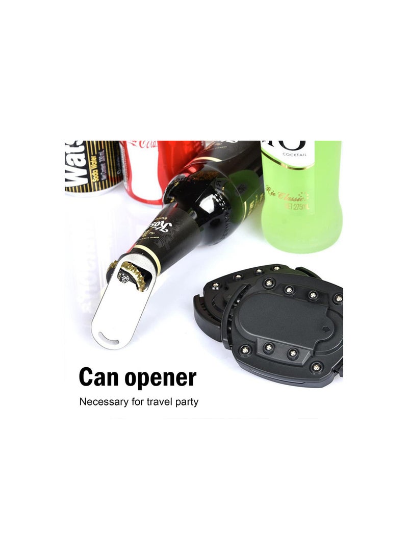 SYOSI - Can Opener, Manual Hand Held, Easy Safety Camping Can Openers Smooth Edge with Bottle Opener, for Parties, Camping, Travel and Other Places, Suitable for Daily Opening of Soda Cans(Black,1 Pack) - Image 1