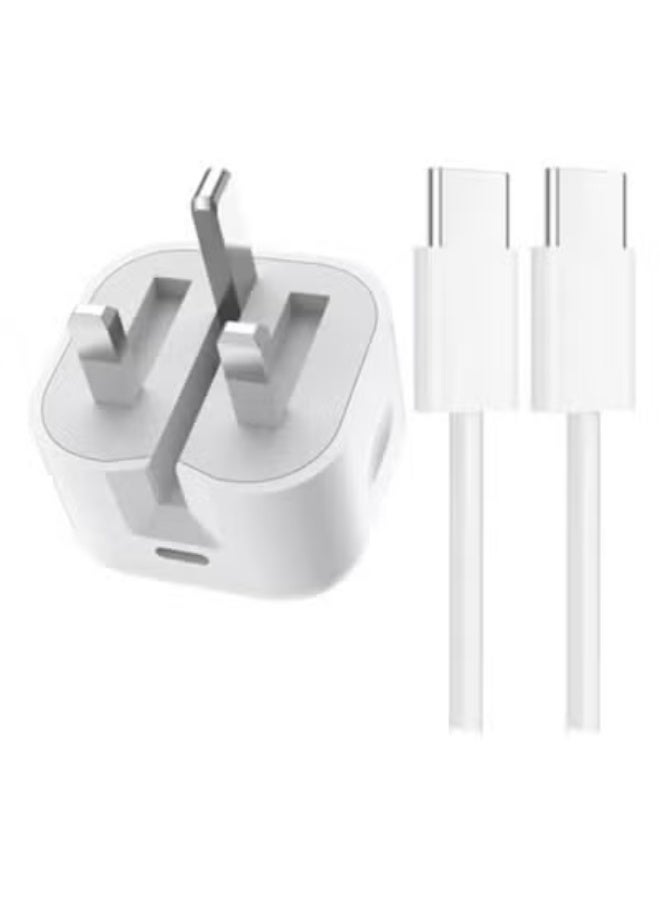 أكس سبرينج محول طاقة شحن سريع من النوع C بقدرة 35 وات لهاتف iPhone، شاحن حائط USB C سريع الشحن، قابس شاحن سريع PD بقدرة 35 وات لهاتف iPhone 16/15/15 Pro/15 Pro Max/15 Plus/14 series/13/12/11 series، iPad، Mac، AirPods أبيض - Image 1