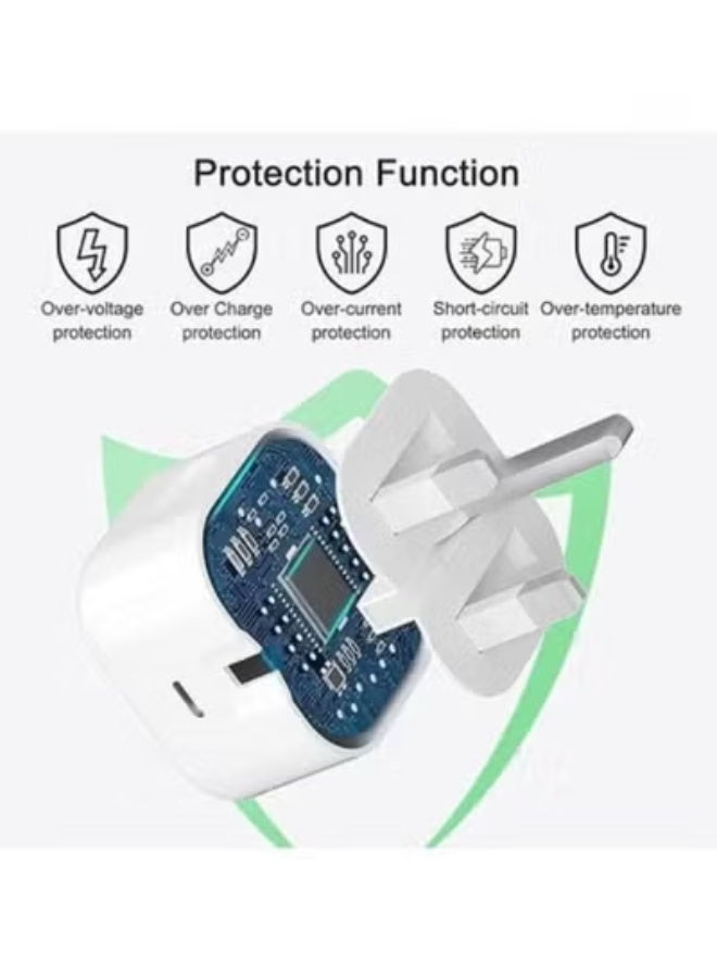 أكس سبرينج محول طاقة شحن سريع من النوع C بقدرة 35 وات لهاتف iPhone، شاحن حائط USB C سريع الشحن، قابس شاحن سريع PD بقدرة 35 وات لهاتف iPhone 16/15/15 Pro/15 Pro Max/15 Plus/14 series/13/12/11 series، iPad، Mac، AirPods أبيض - Image 2