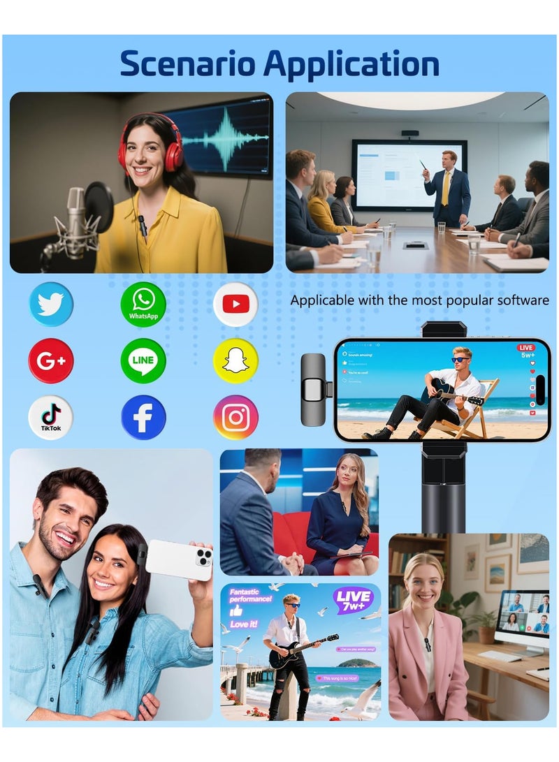 INSIJAM Pink Wireless Lavalier Microphone for iPhone and Android - Mini Clip-On Mic with Noise Cancellation 65ft Range 8H Battery USB-C/Lightning - for TikTok YouTube Podcast Live Streaming - Image 5