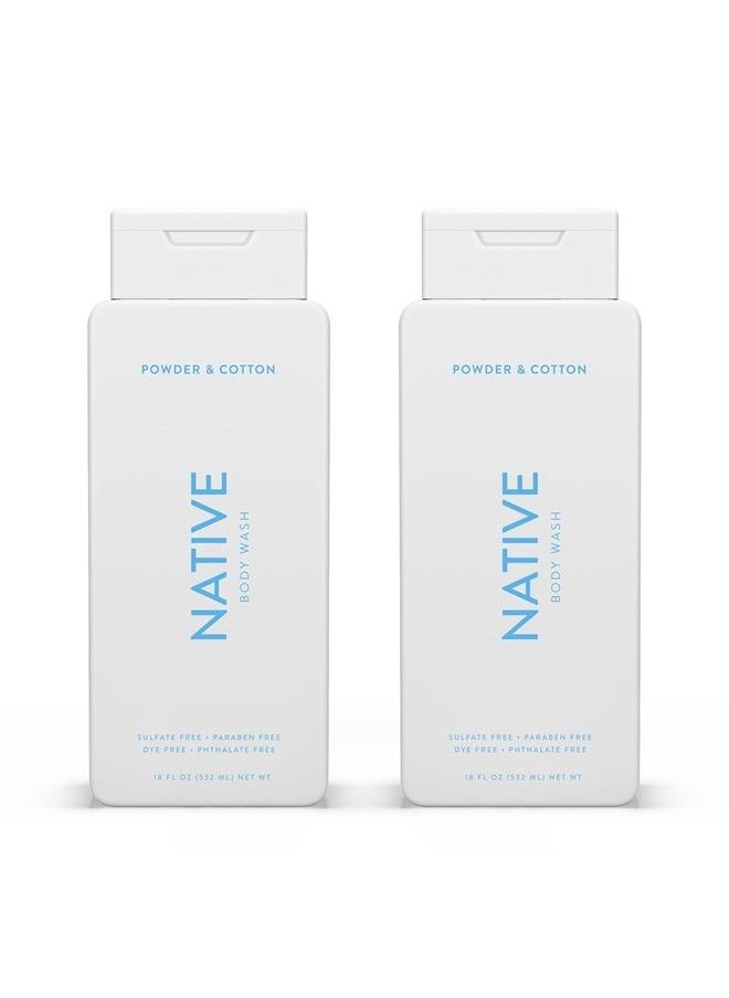 native Body Wash Natural Body Wash for Women, Men | Sulfate Free, Paraben Free, Dye Free, with Naturally Derived Clean Ingredients Leaving Skin Soft and Hydrating, Powder & Cotton 18 oz - 2 Pk  - Image 1