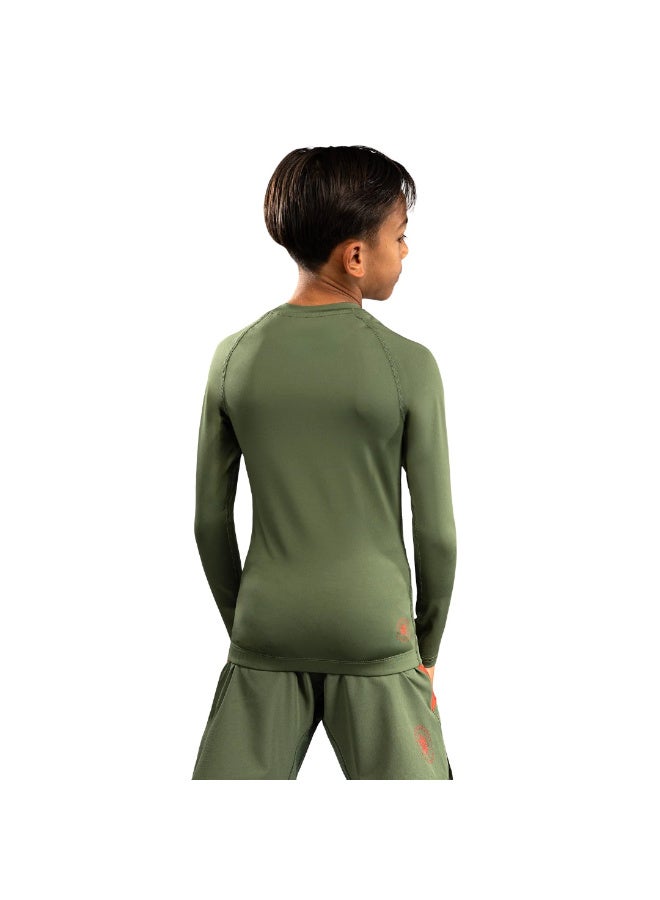 VENUM CONTENDER KIDS RASHGUARD LONGSLEEVES ARMY GREEN/ORANGE - Image 3