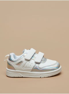 Girls Paneled Sneakers with Hook and Loop Closure