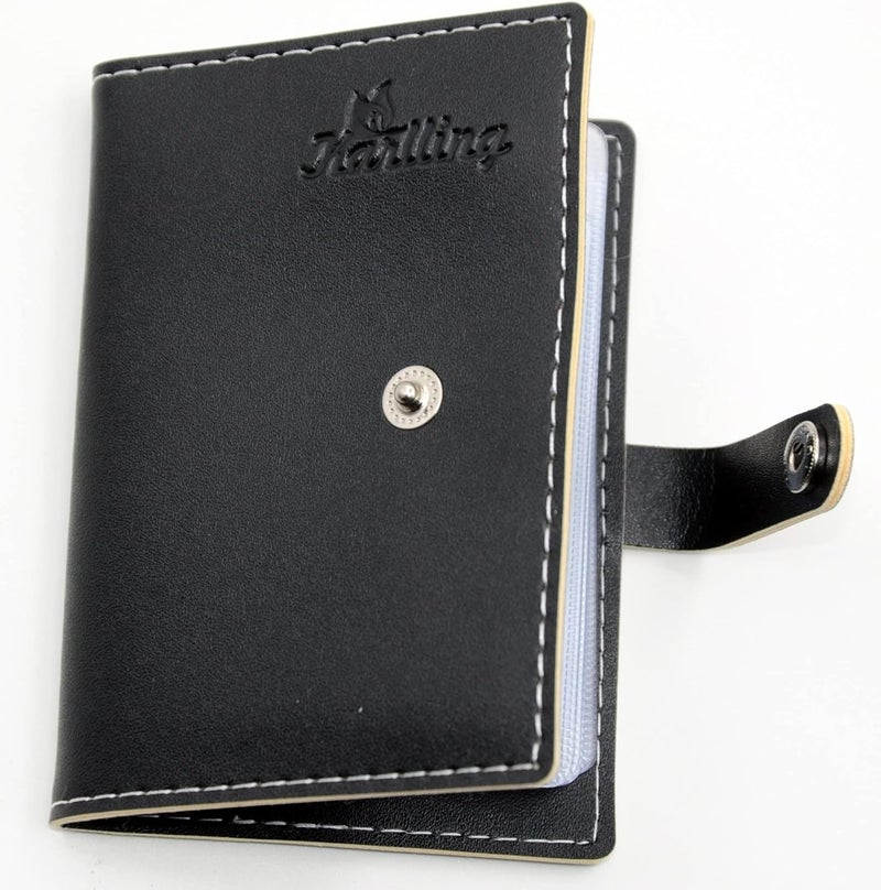 karlling credit card holder, credit card wallet for women/man soft leather business card holder card case organizer bag with 20 card sleeves inside(Black) - Image 3