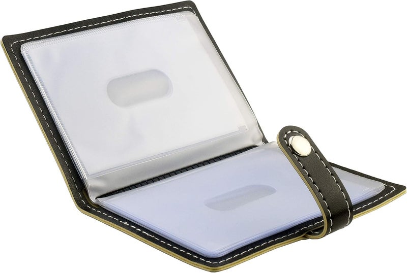 karlling credit card holder, credit card wallet for women/man soft leather business card holder card case organizer bag with 20 card sleeves inside(Black) - Image 2