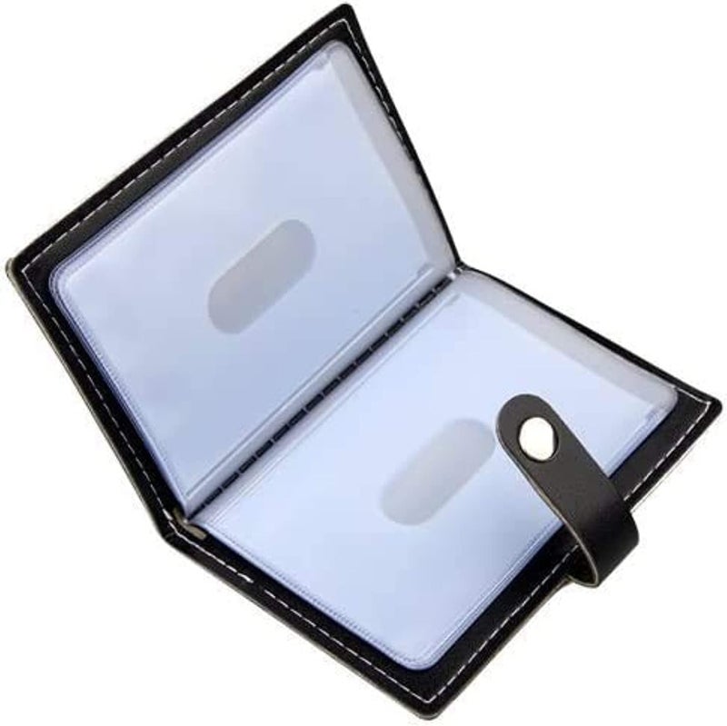 karlling credit card holder, credit card wallet for women/man soft leather business card holder card case organizer bag with 20 card sleeves inside(Black) - Image 1