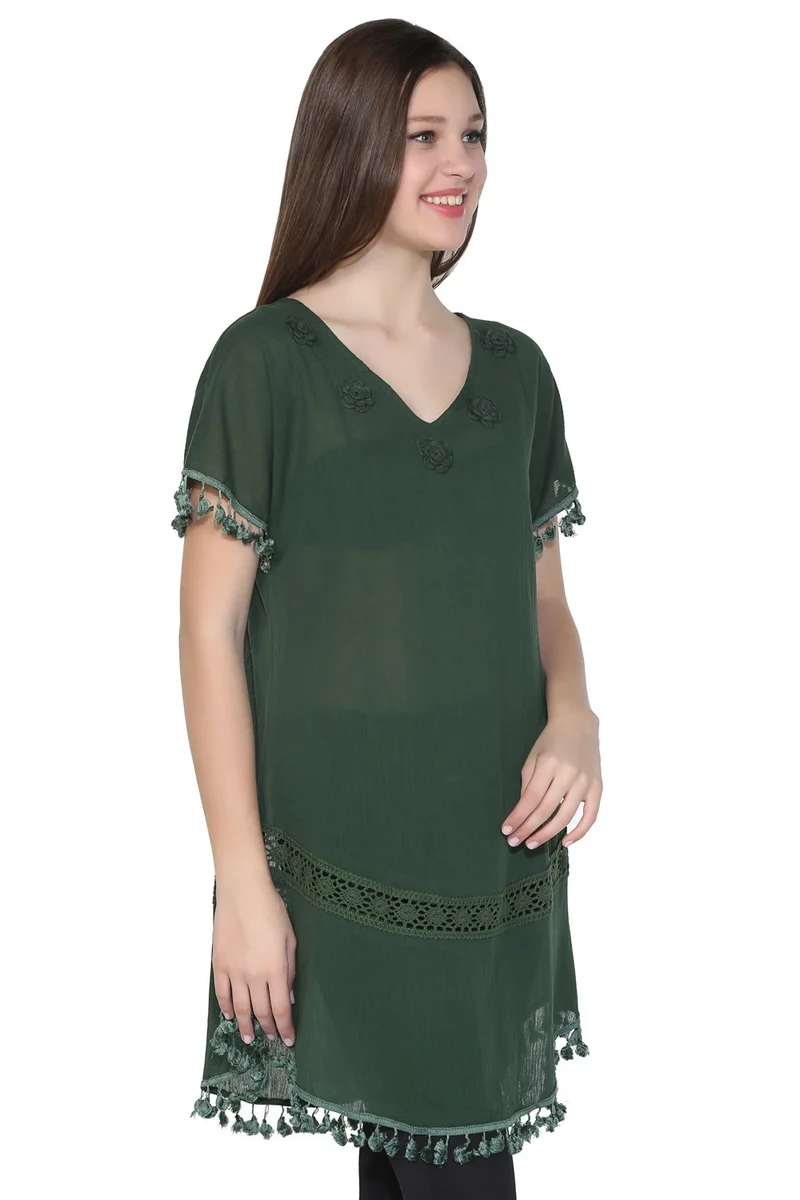 اليش شيل بيزي Meltem Şile Bezi Tunik Yeşil Ysl