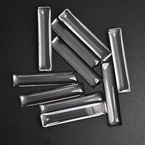 DROLE 60Pcs Pendant Trays and Cabochons-30Pcs Rectangle Bezel Pendant Trays and 30Pcs Glass Dome Cabochon Tiles for Jewelry Making White K - Image 3