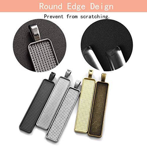 DROLE 60Pcs Pendant Trays and Cabochons-30Pcs Rectangle Bezel Pendant Trays and 30Pcs Glass Dome Cabochon Tiles for Jewelry Making White K - Image 5