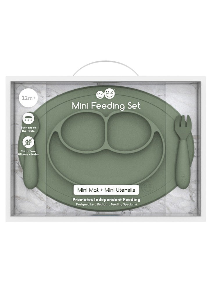 Mini Baby Feeding Set - Baby Led Weaning - 100% Silicone Silicone Baby Feeding Set, Plate, Fork & Spoon For Infants + Toddlers - Olive - pzsku/Z1EB9EBA0582B13324D6CZ/45/_/1713420507/eb7af5b1-ef86-4321-9f42-6c0f6fe3b734