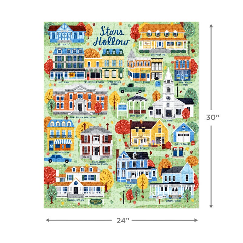 Hallmark Gilmore Girls 1,000-Piece Jigsaw Puzzle (Stars Hollow Map) Mom Gift for Mother's Day - Image 3