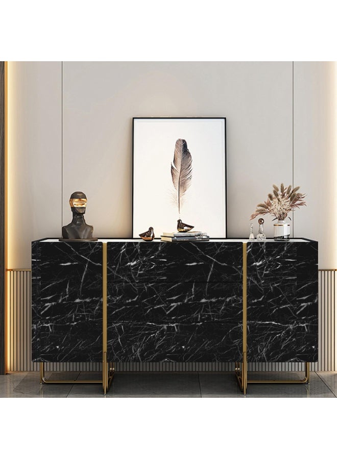 Bukela 1 Roll Self-Adhesive Kitchen Stickers, Waterproof And Oil-Proof Self-Adhesive Wall Stickers, Stove Countertop Ceramic Tile Cabinet Table Renovation Wallpaper, Marble Film Wallpaper For Bathroom Washbasin, Marble Wall Stickers(Black) - Image 5
