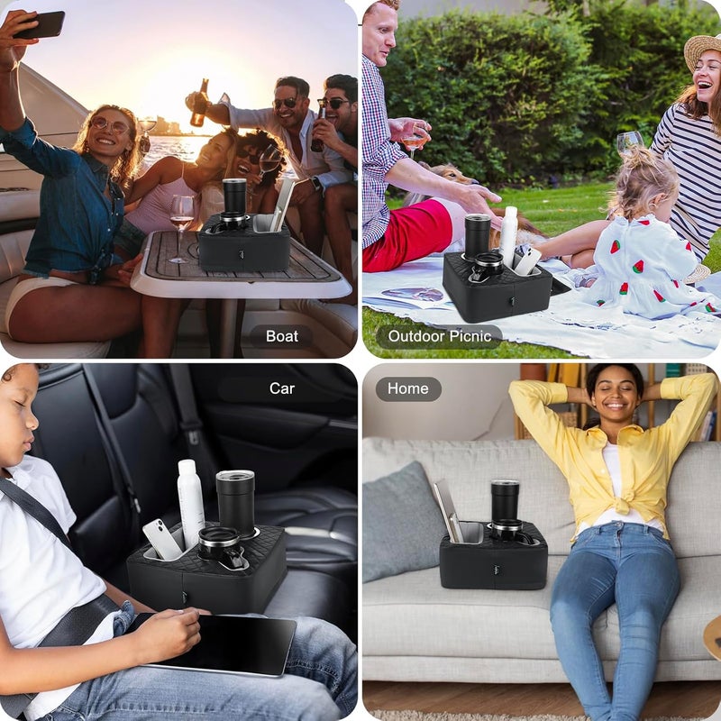GAWAF Car Cup Holder, Back Seat Car Organizer, Truck Bed Organizer, Couch Cup Holder Expander for Sofa Bed, Boat Tray, Organizer Holds Drinks, Snacks, Cell, Phone for Boat Sofa Truck Transit & use compatible - Image 2