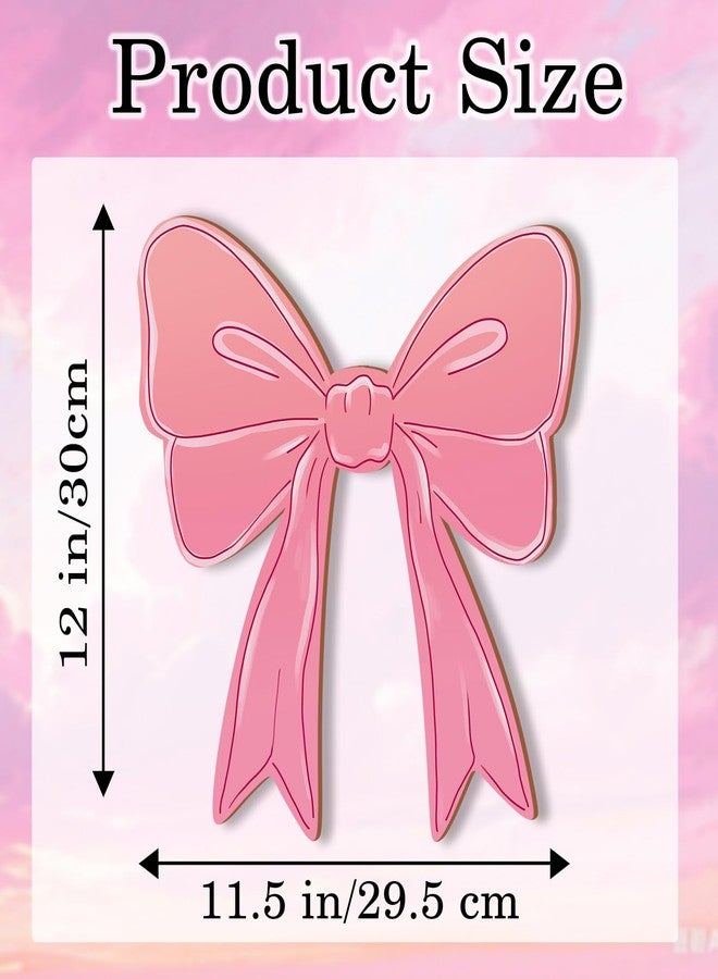KOYILTD Pink Bow Decor Cute Bow Wooden Hanging Sign Pink Room Decoration Wooden Coquette Wall Art Preppy Room Decor for Home Bedroom Living Room Nursery (Cute) - Image 2