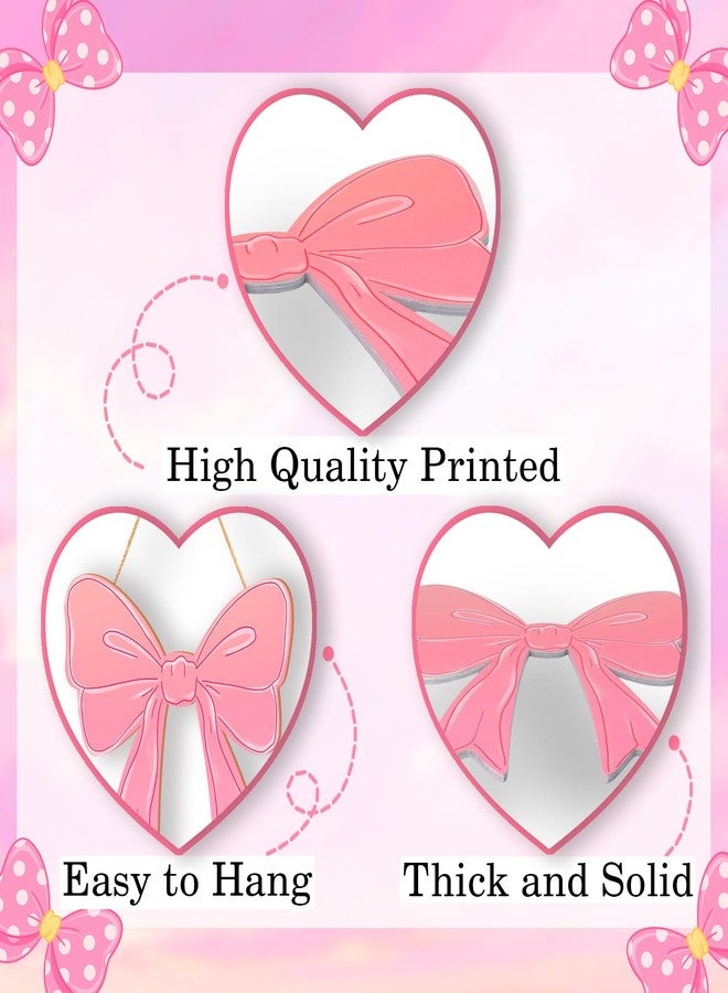 KOYILTD Pink Bow Decor Cute Bow Wooden Hanging Sign Pink Room Decoration Wooden Coquette Wall Art Preppy Room Decor for Home Bedroom Living Room Nursery (Cute) - Image 3