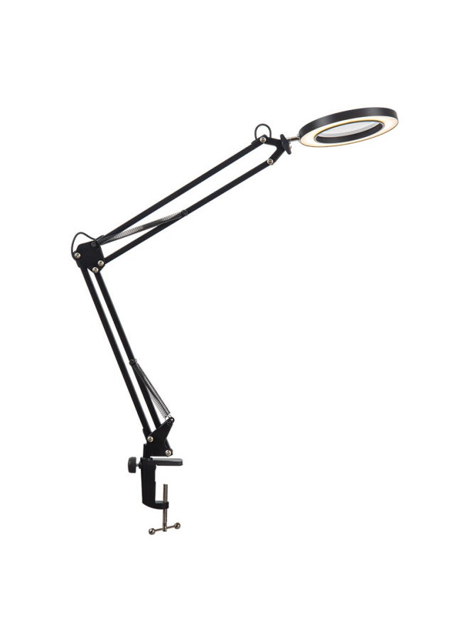LED Long Arm Magnifying Glass Lamp Eye Protection Desk Lamp Study Dormitory Lamp Clip Desktop Maintenance Magnifying Glass Lamp-Light Source Power:12-Light Color:Long Arm White With Iron Clip (10-speed Dimming/3-speed Color Adjustment + Magnifying Glass) Water Drop Switch