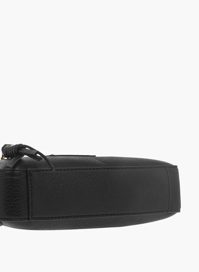 Celeste Womens Textured Crossbody Bag With Zip Closure And Braided Accent