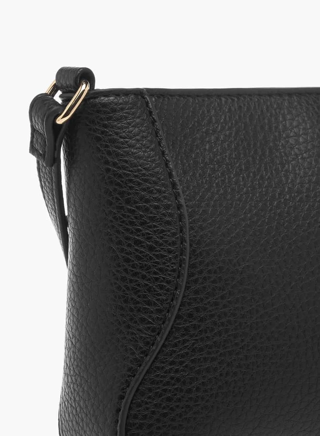 Celeste Womens Textured Crossbody Bag With Zip Closure And Braided Accent