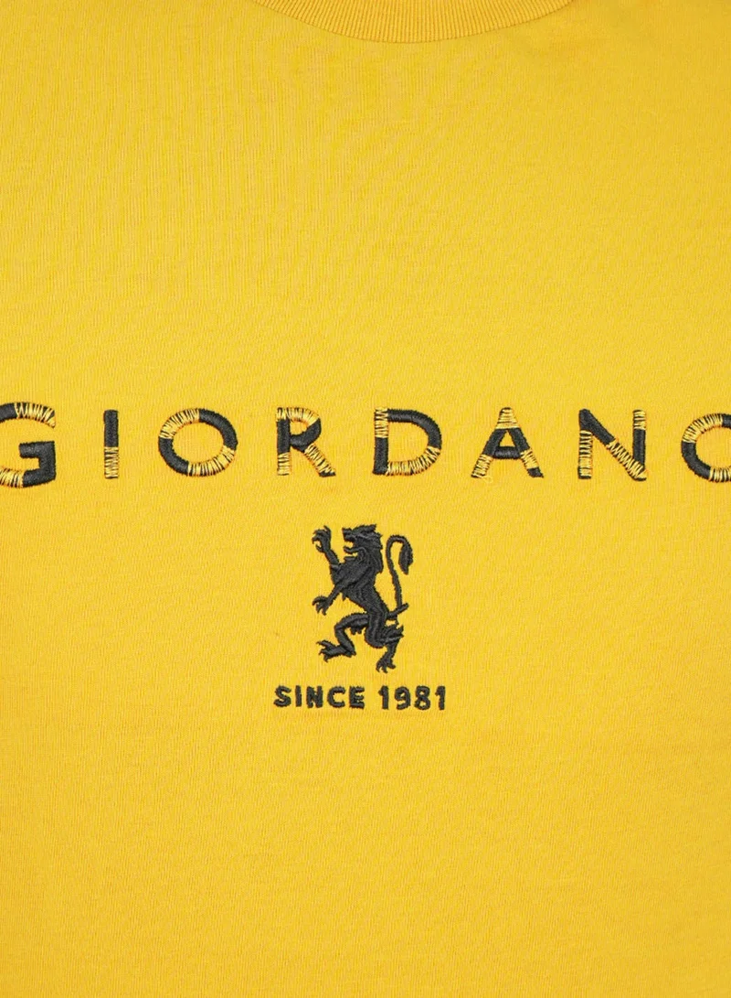 GIORDANO  Men's Cotton Signature Print Slim Fit Tee for Men | Best Price UAE