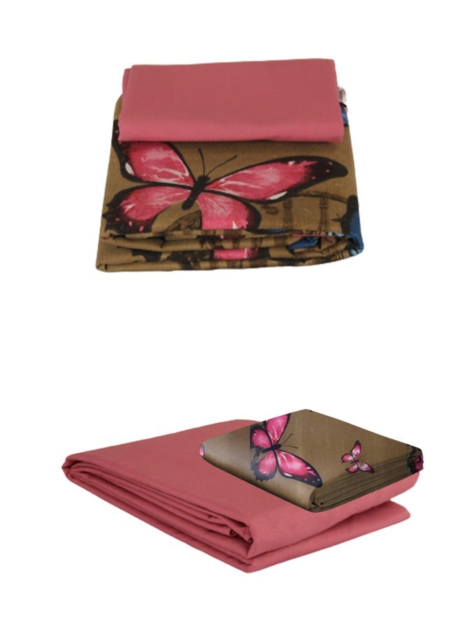 Flat bed sheet set 4 Pcs Biege Butterfly design