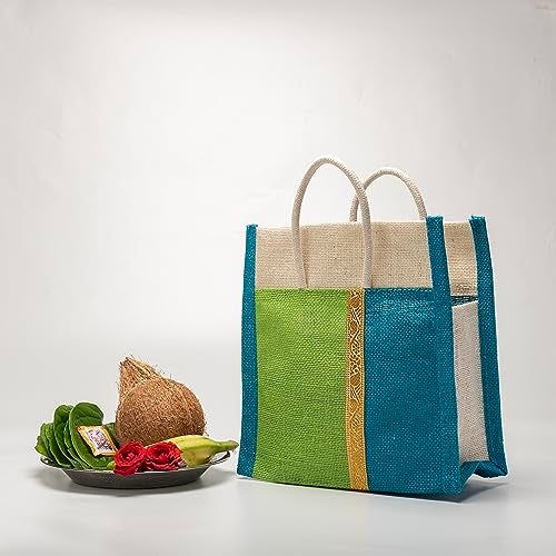 SOMAN Jute Thamboolam Bags For Return Gifts Gb-Set Of 10, Multicolor - Image 2