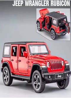 die cast 1:32 Compatible for Jeep Rubicon Model Car Toy, Zinc Alloy Pull Back Toy car with Sound and Light for Kids & Adults (Red)  - Image 1