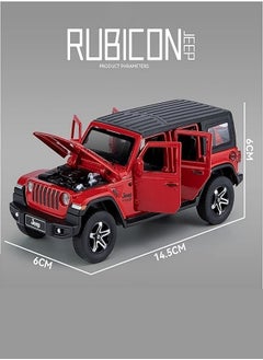 die cast 1:32 Compatible for Jeep Rubicon Model Car Toy, Zinc Alloy Pull Back Toy car with Sound and Light for Kids & Adults (Red)  - Image 4
